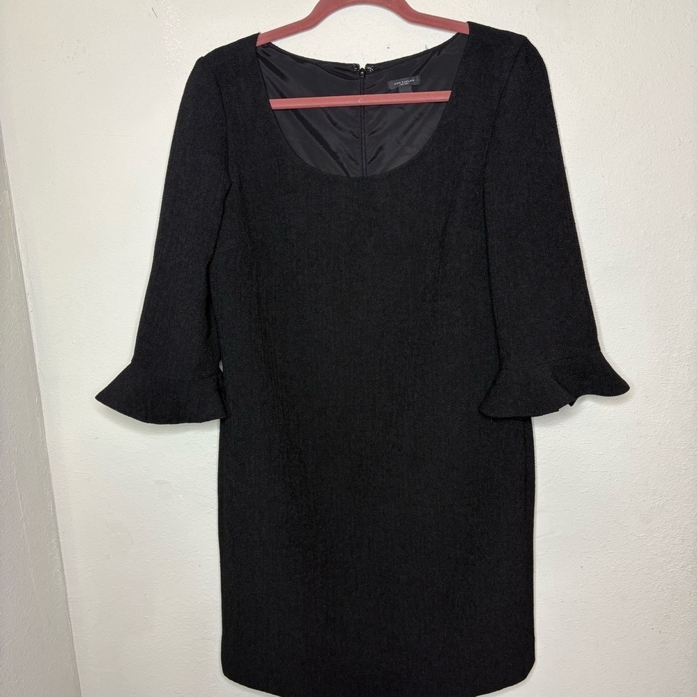 Ann Taylor Black Sheath Dress with Bell Sleeves Size 6